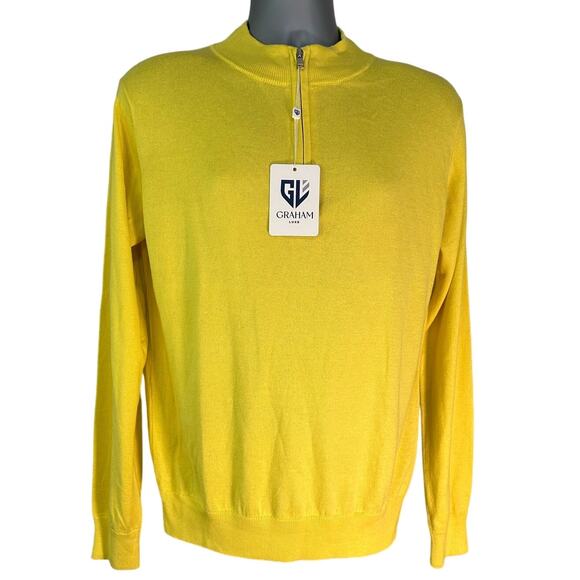 NWT Graham Luxe Quarter Zip Sweater Size M Silk Blend Butter Yellow - Picture 1 of 9